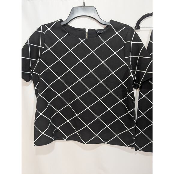 Sanctuary NWT Suit Set Boxy Top Pencil Skirt XS Black White Diamond Knit - Picture 4 of 11